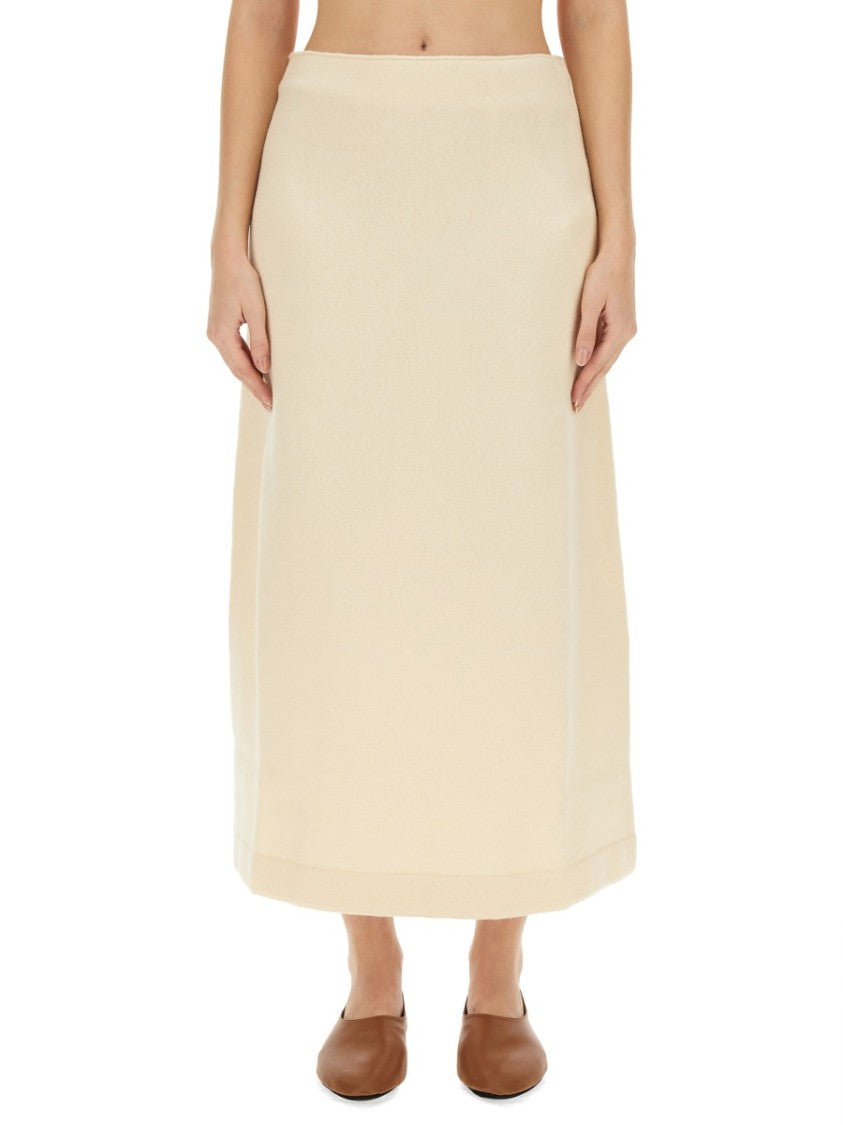Jil Sander Regular Fit Midi Skirt In Soft Wool