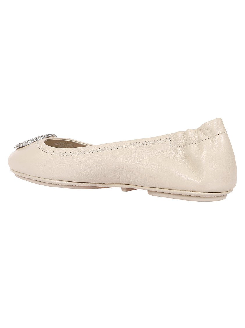 Tory Burch Leather Ballet Flats With Toe Embellishment