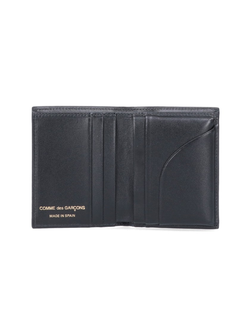 Comme Des Garçons Polka Dot Bifold Wallet In Smooth Black Leather