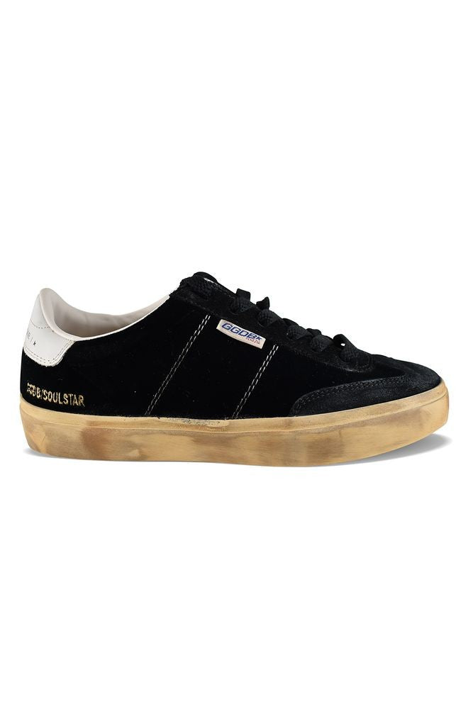 Golden Goose Low-Top Black Suede Sneakers With Vintage Worn Effect