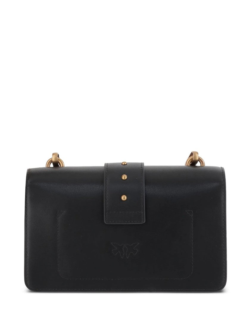 Pinko Black Love One Mini Leather Satchel
