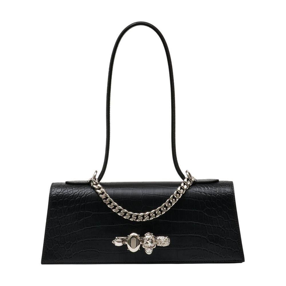Alexander Mcqueen Jewelled Top Handle Shoulder Bag - Leather - Black