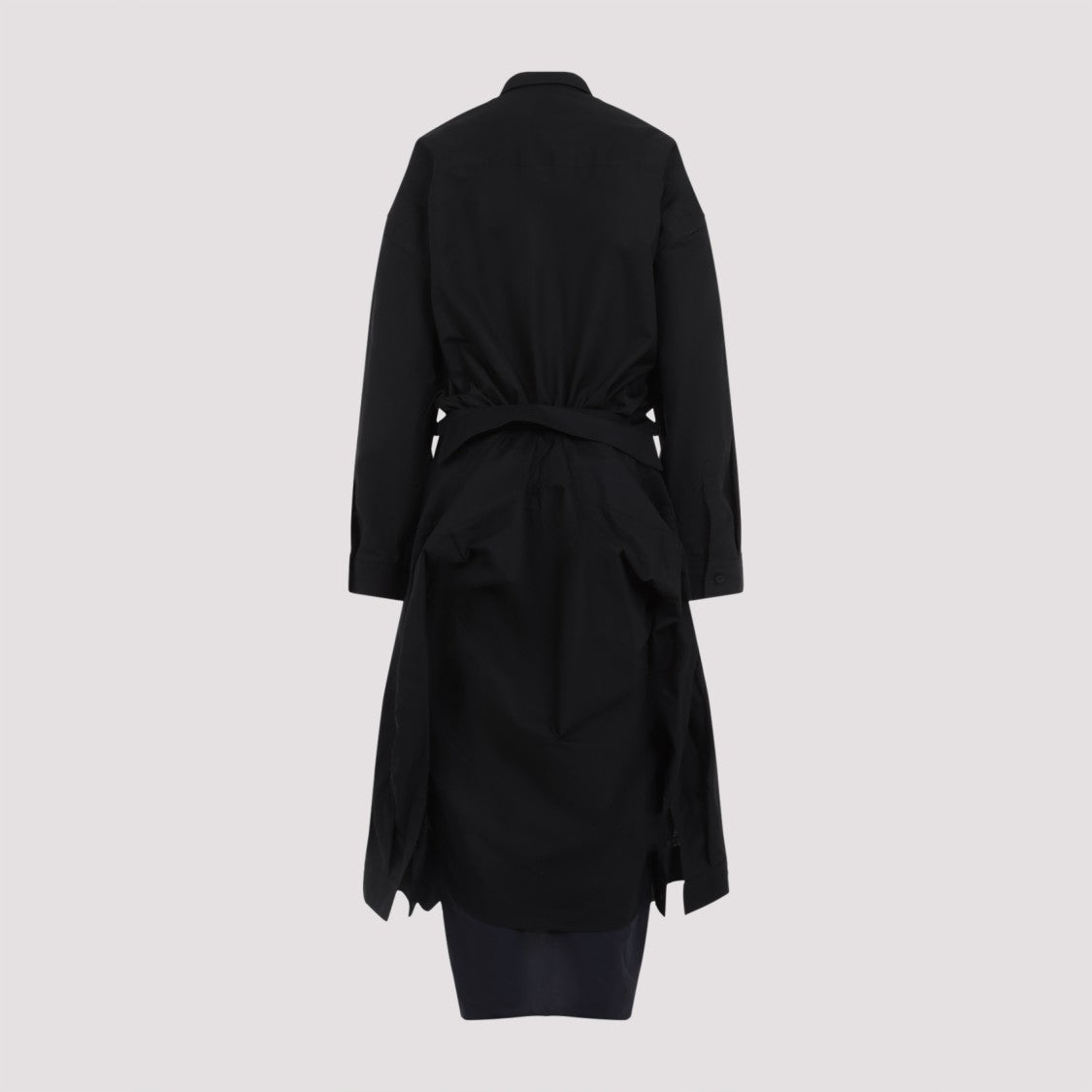 Balenciaga Black Cotton Shirt Dress With Knotted Front Detail