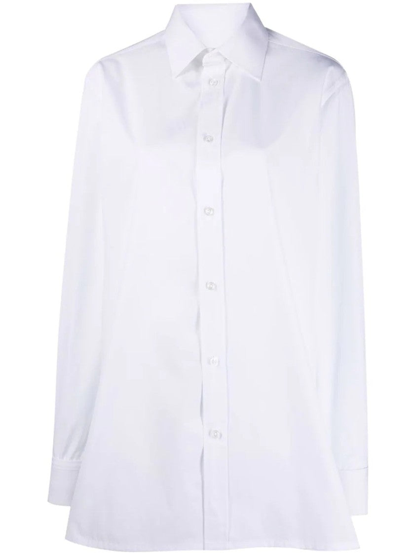 Maison Margiela Classic Long-Sleeve Shirt With Pointed Collar And Flared Hem