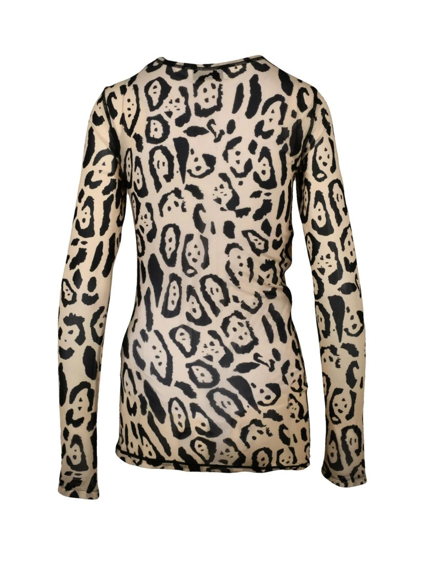 Sportmax Beige Polyamide-Blend Animal Blouse