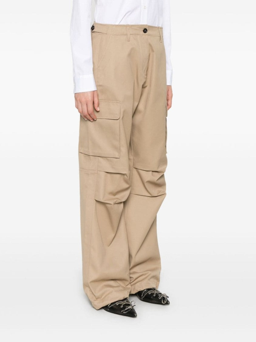 Coperni Wide-Leg Beige Cotton Gabardine Trousers