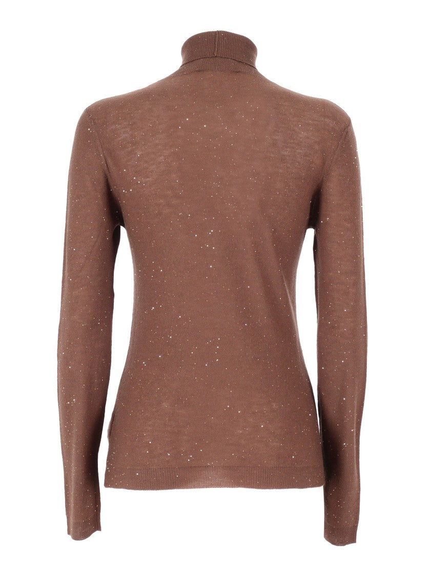 Fabiana Filippi Long Sleeve Turtleneck Sweater With Sequined Detail