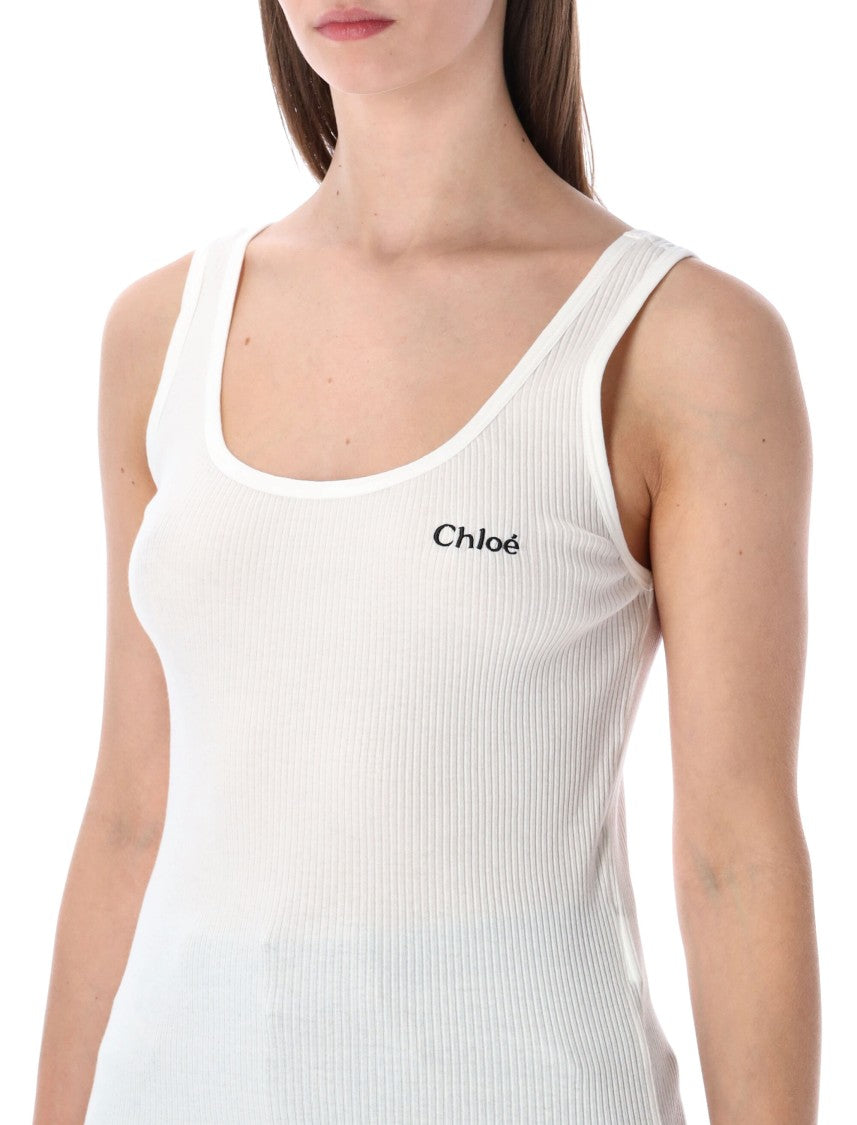 Chloé Chloé Fitted Logo Jersey Tank Top