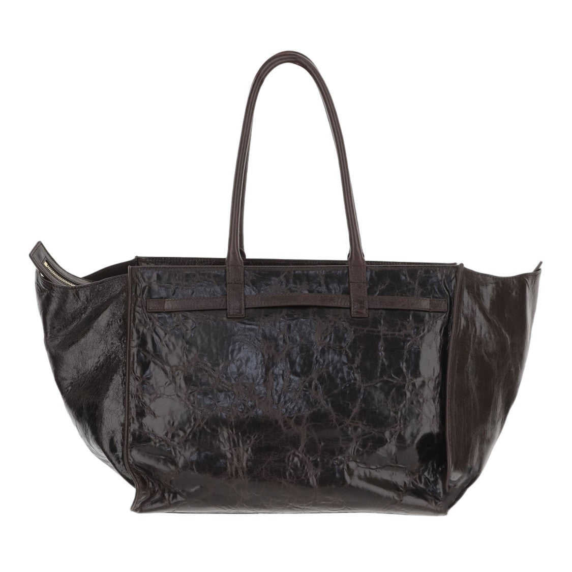 Benedetta Bruzziches Sculpted Dark Brown Leather Bag With Metal Accents