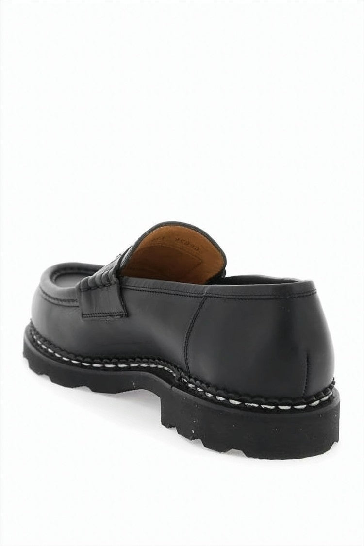 Paraboot Classic Penny Strap Loafers In Smooth Black Leather