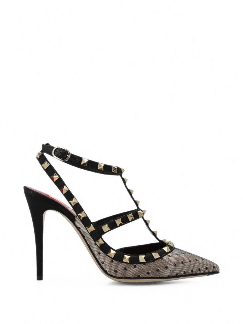 Valentino Garavani Pointed-Toe Sheer Mesh Studded Pumps