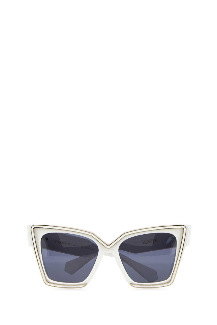 Valentino Garavani White Acetate V-Grace Sunglasses