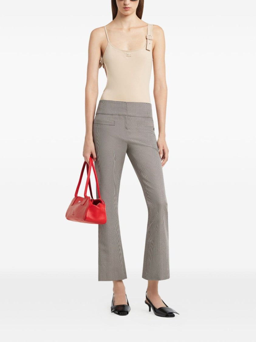 Courrèges Buckle-Detail Beige One-Piece Top With Cut-Out Design