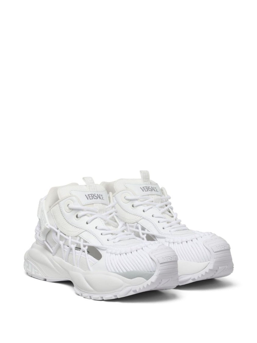 Versace Panelled White Sneakers With Cut-Out Detailing