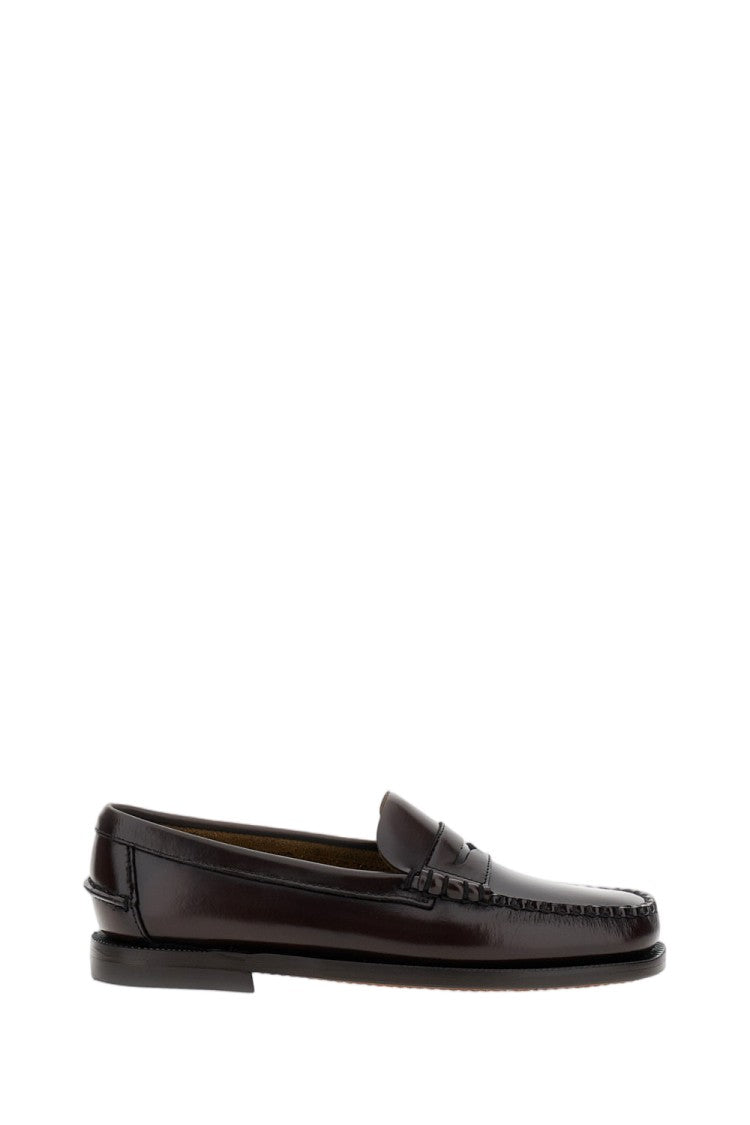 Sebago Burgundy Brown Classic Dan Full-Grain Leather Penny Loafers