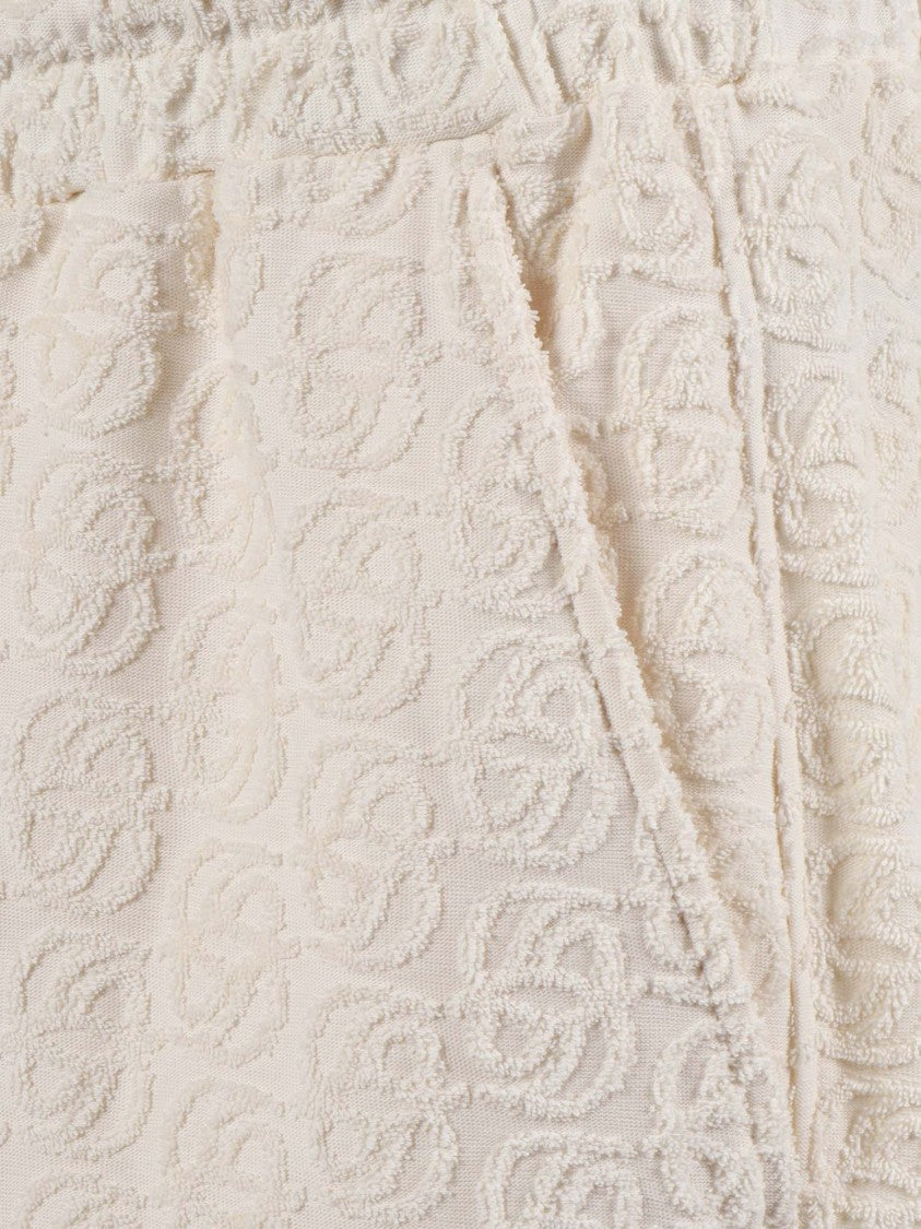 Drôle De Monsieur Off White Monogramme Textured Shorts