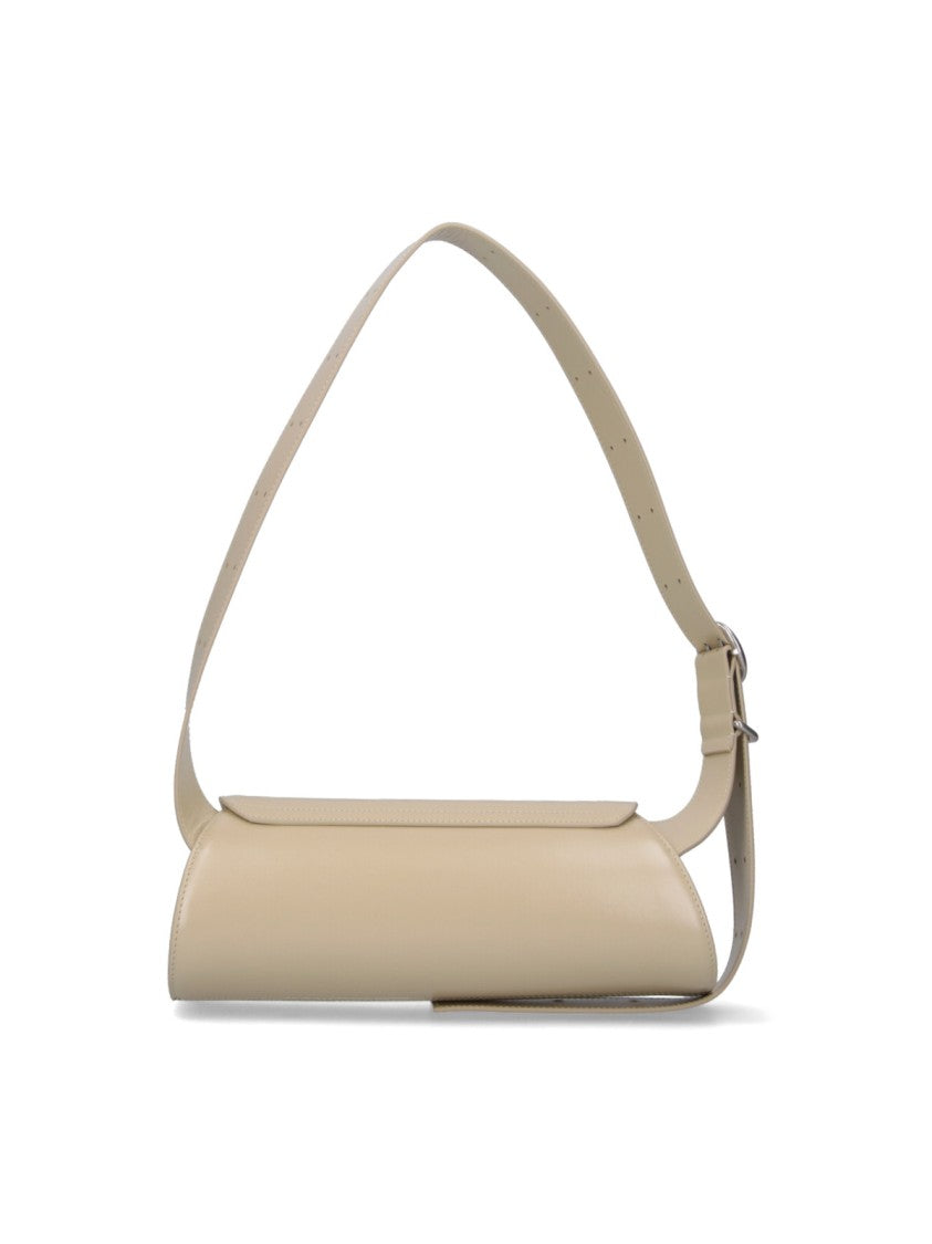 Jil Sander Small Cream Leather Shoulder Bag With Adjustable Strap