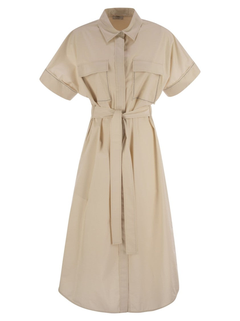 Peserico Light Stretch Cotton Satin Chemisier Dress