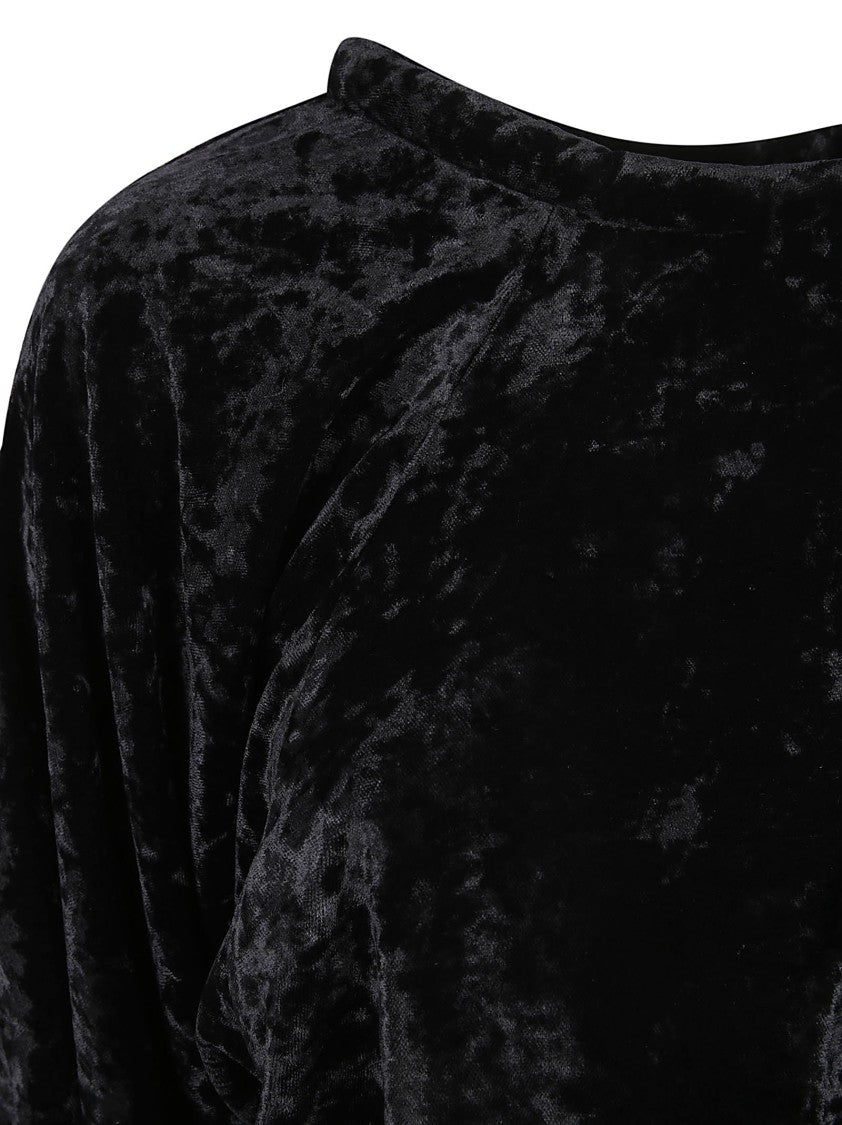 Isabel Marant Plush Textured Black Dress With Cinched Waist