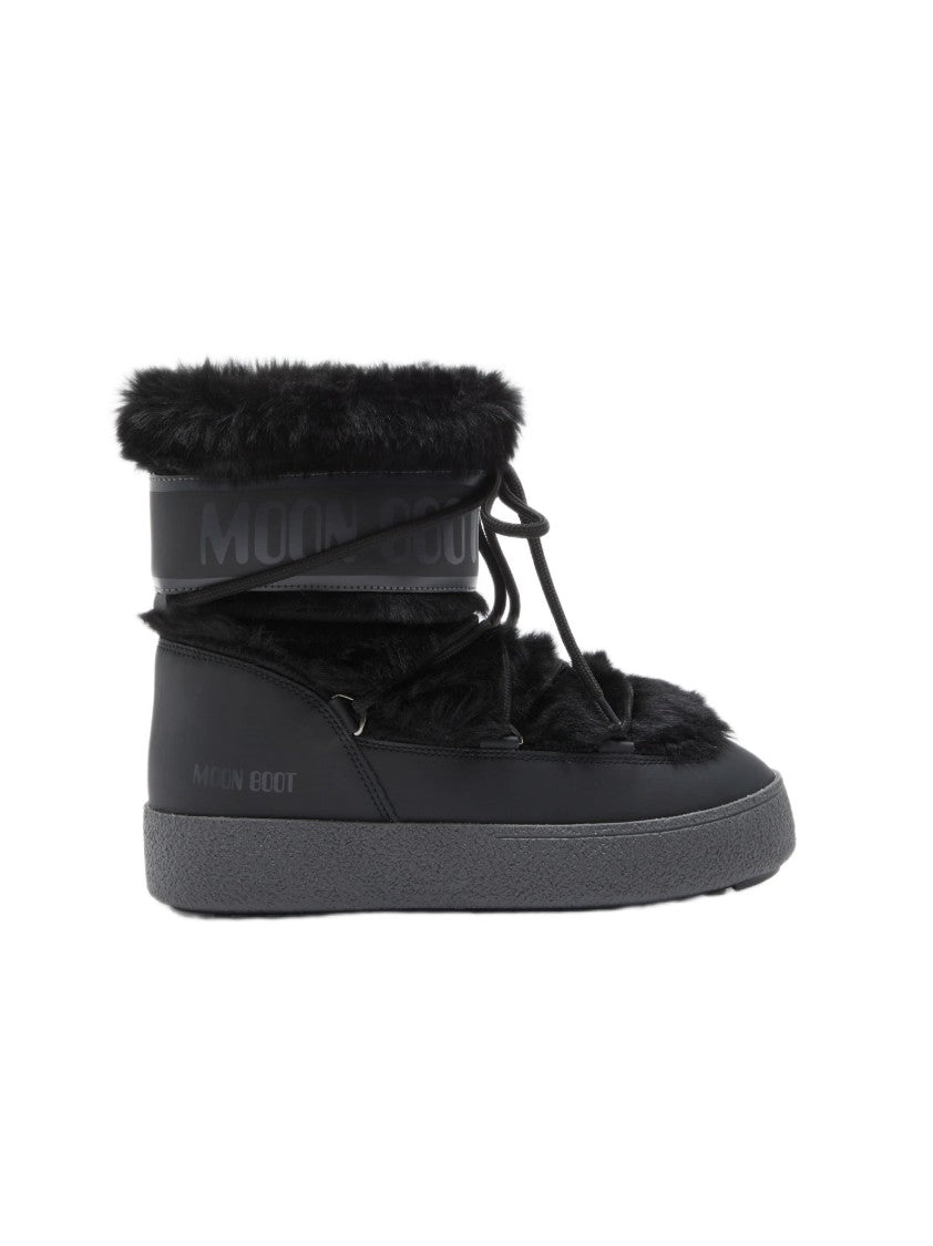 Moon Boot Mid-Height Black Boots With Furry Upper