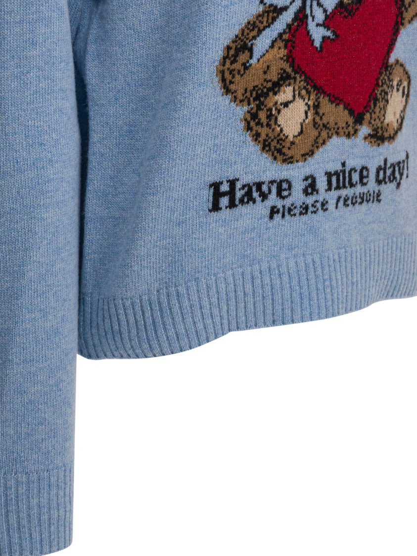 Ganni Wool Sweater With Teddy Bear