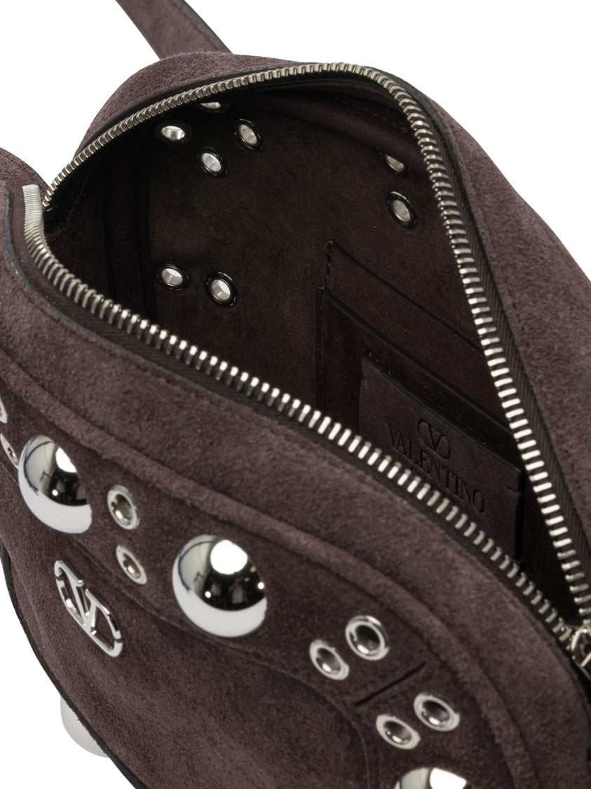 Valentino Garavani Brown Suede Crossbody Bag