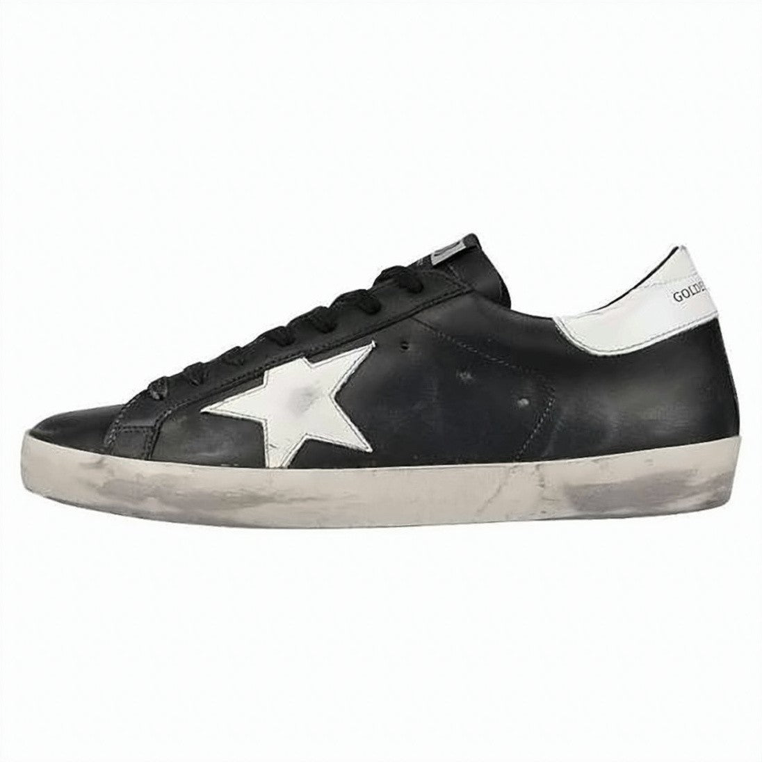 Golden Goose Distressed Black Leather Sneakers