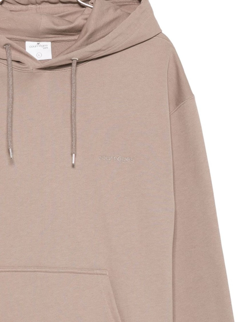 Courrèges Beige Light Brown Hooded Pouch Hoodies