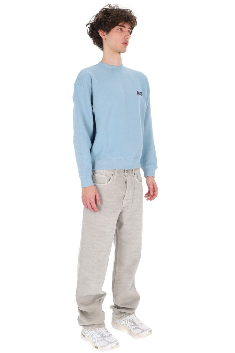 Autry Light Blue Central Logo Cotton Crewneck Sweatshirt