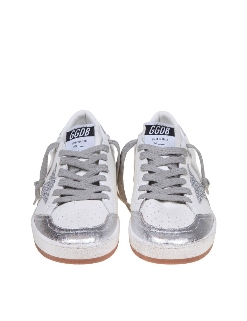 Golden Goose White And Silver Leather Ballstar