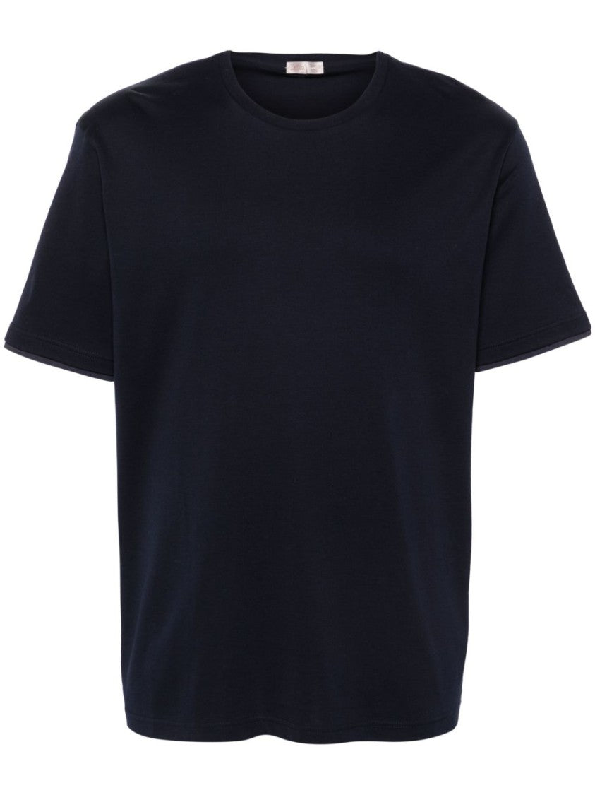 Herno Lightweight Midnight Blue Cotton Crew Neck T-Shirt
