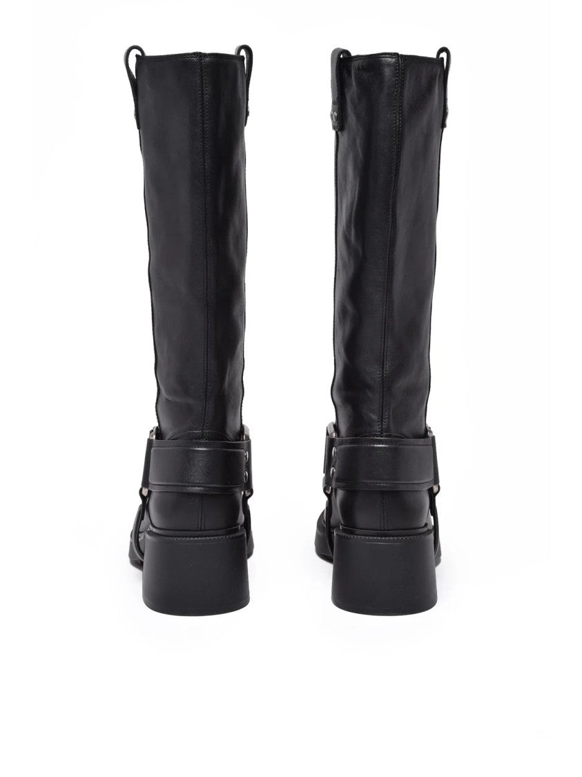 Vic Matié Black Leather Biker Boots