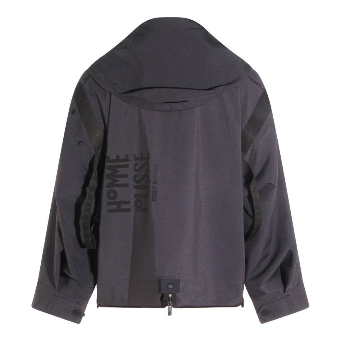 Homme Plissé Issey Miyake Black Jacket With High Collar