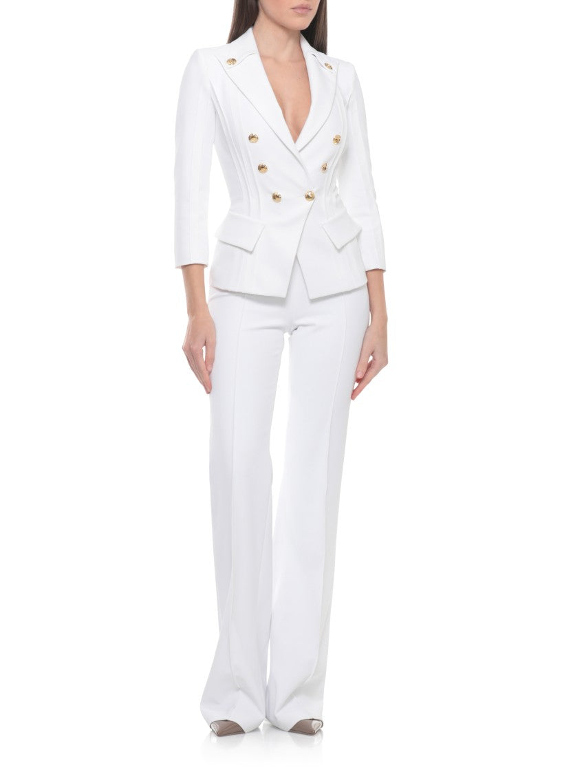 Elisabetta Franchi Ivory Pants With Logoed Pants