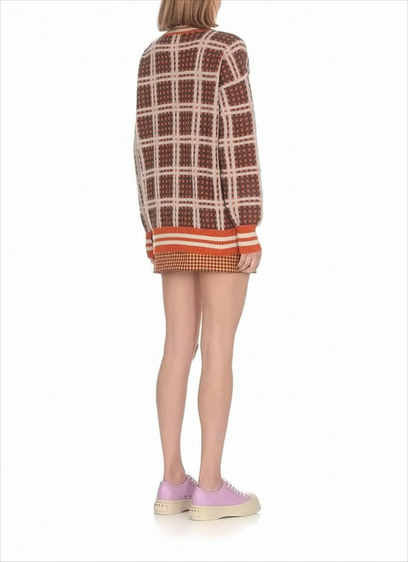 Marni Houndstooth Pattern Mini Skirt With Clean Waistband