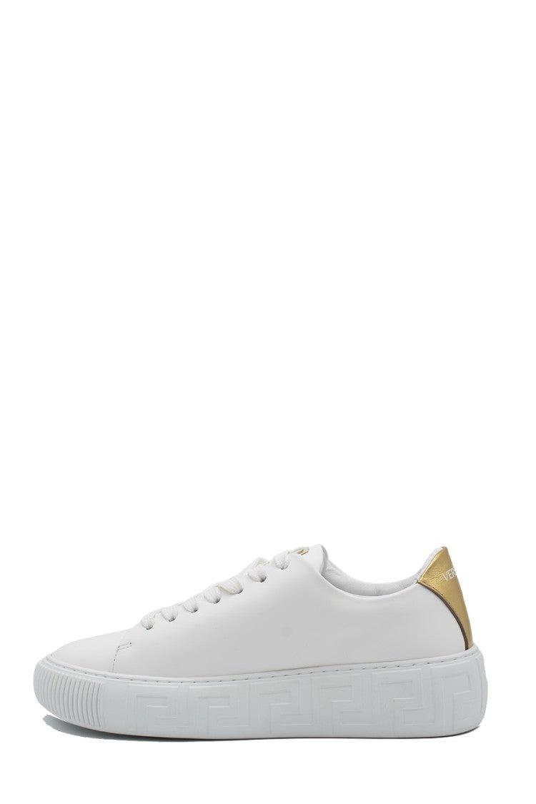 Versace White Leather Goddess Stud Sneaker