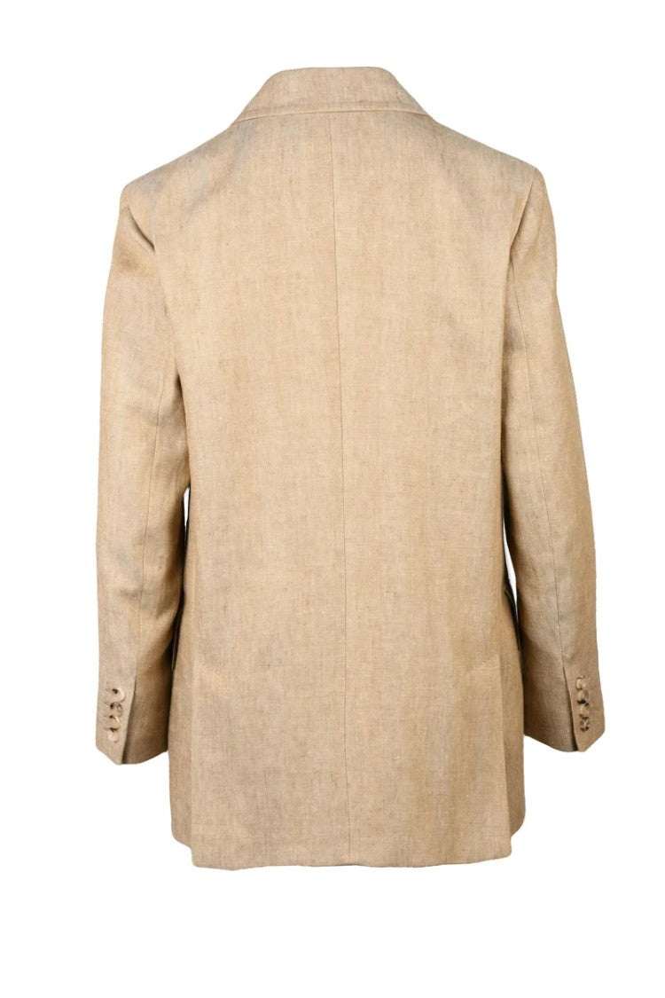 Max Mara Long Gerla Double-Breasted Jacket - Beige