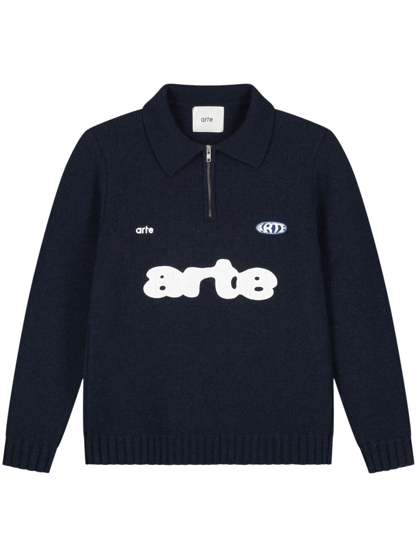 Arte Knitted Pullover With Zip-Up Collar