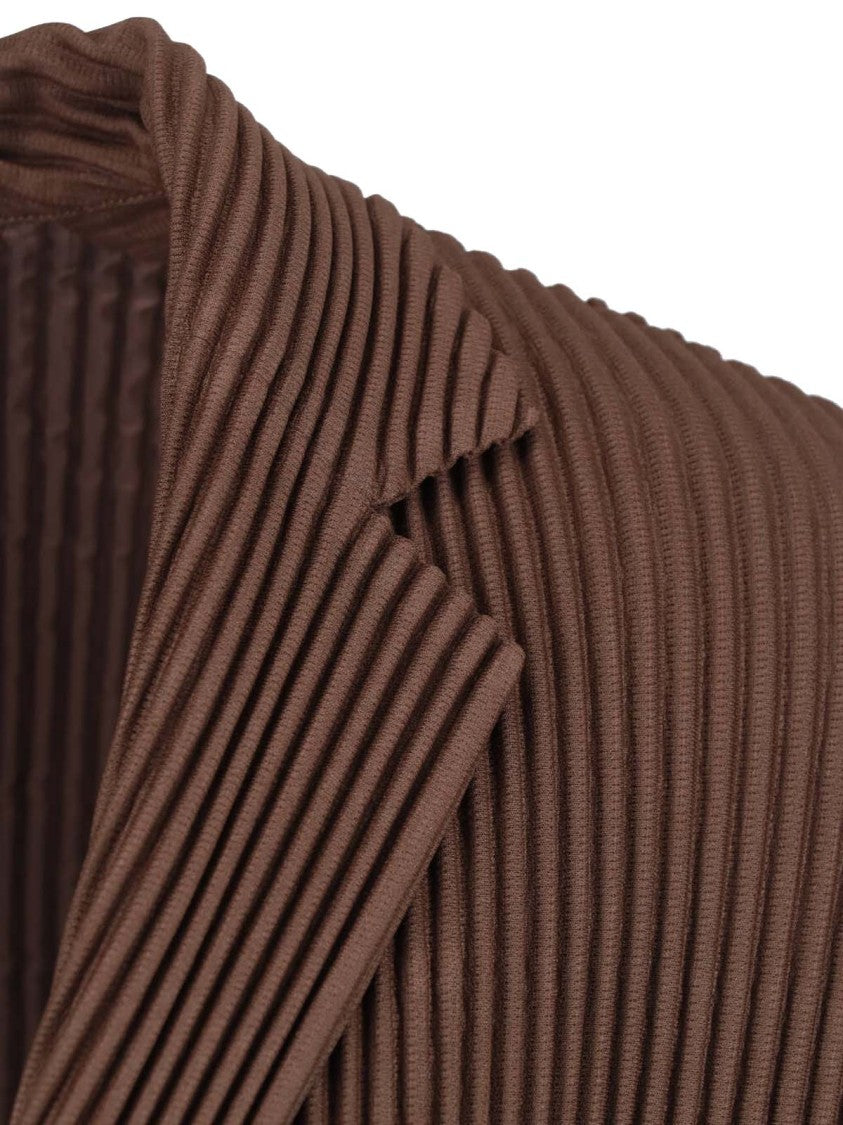 Homme Plissé Issey Miyake Brown Pleated Classic Lapel Blazer