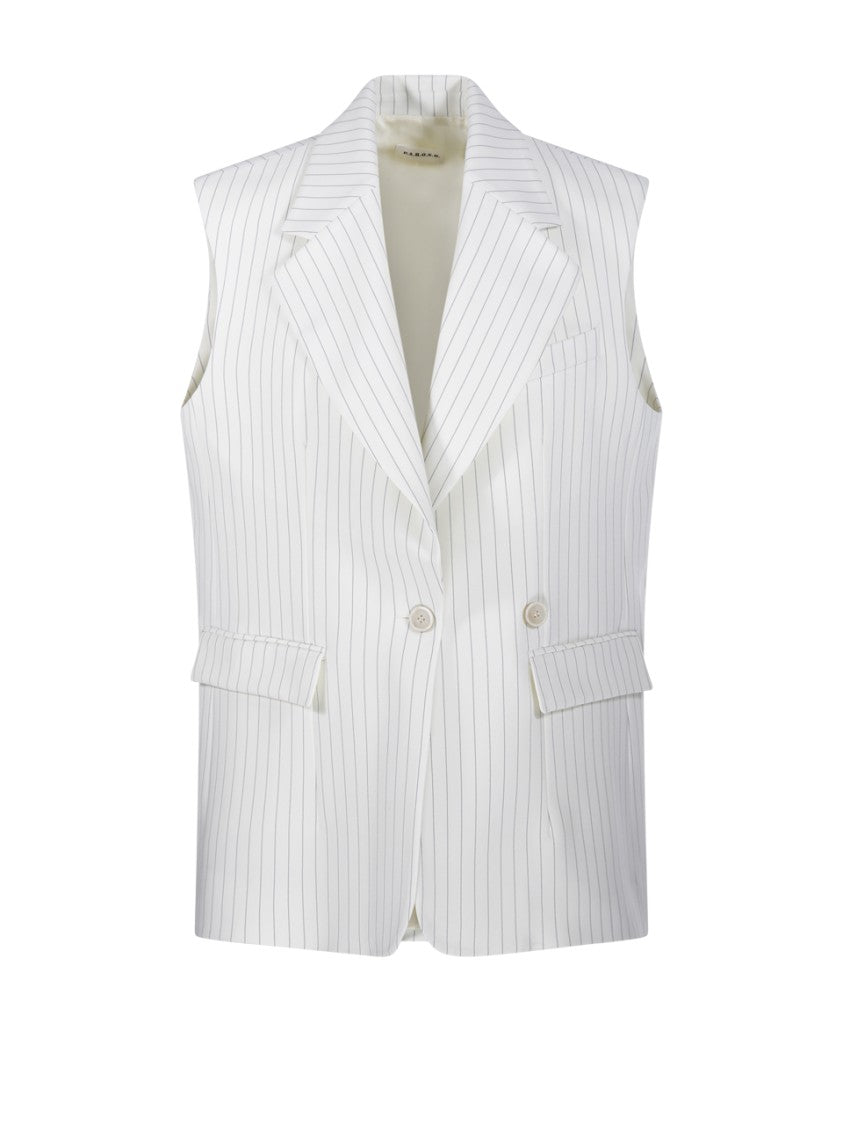 Parosh Sleeveless Double-Breasted Over Jacket