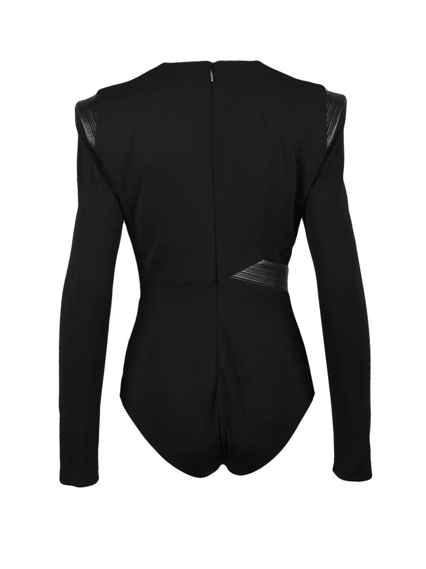Versace Collection Black Viscose-Blend Bodysuit