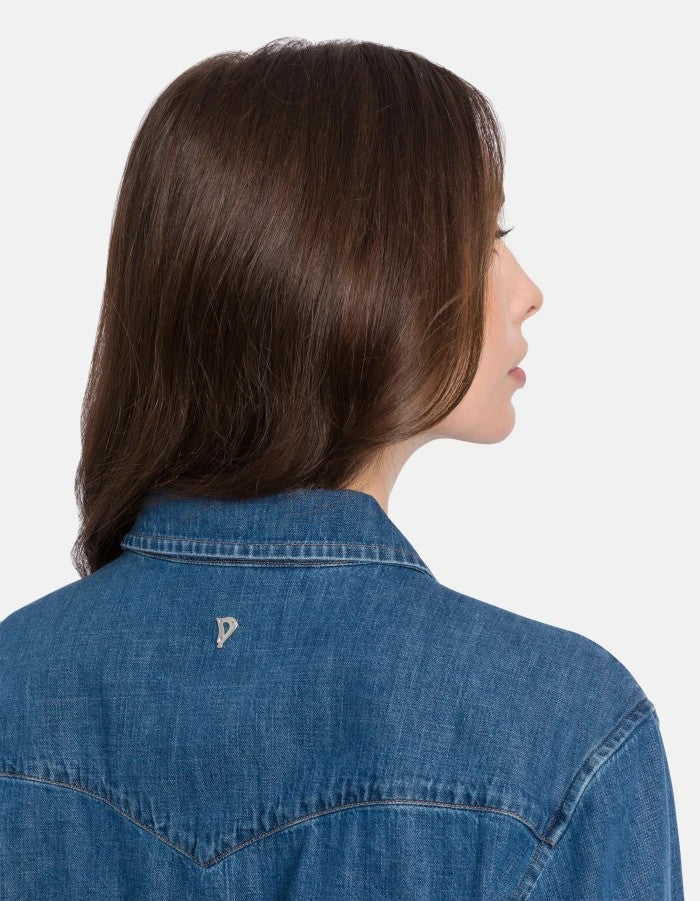 Dondup Medium Blue Wash Denim Shirt With Button-Down Front