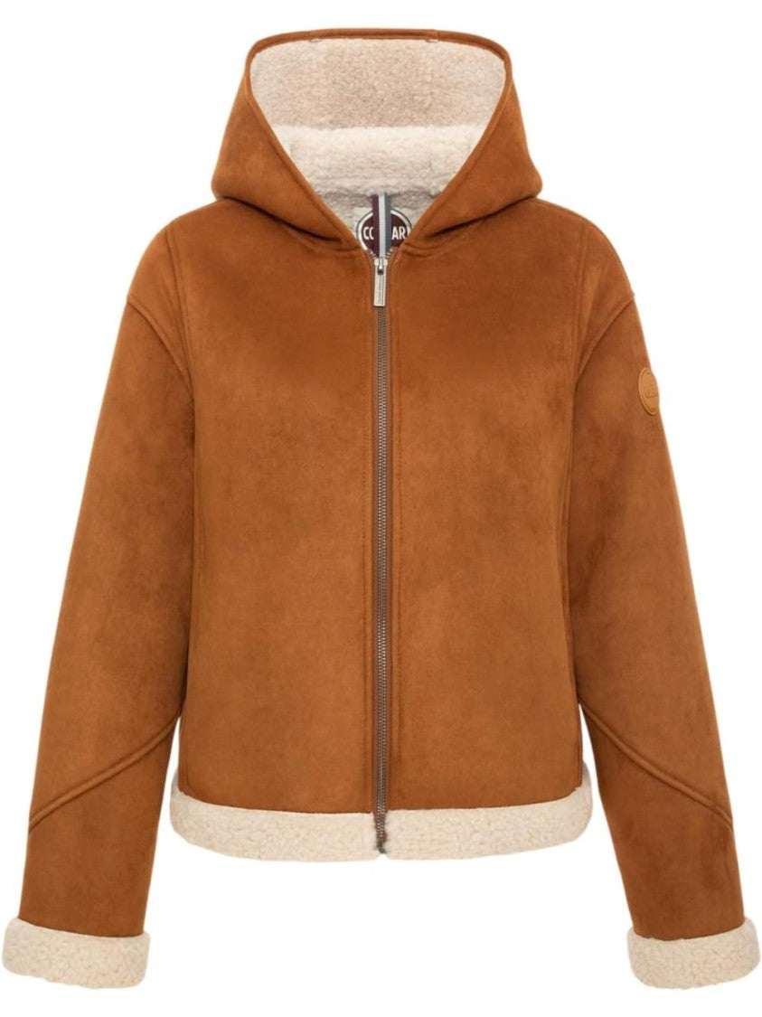 Colmar Cropped Plush Shearling Lined Hooded Jacket