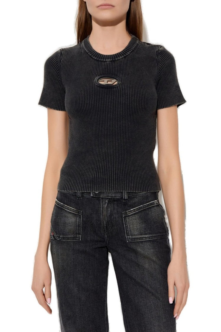 Diesel Ribbed Knit Short-Sleeve Sweater