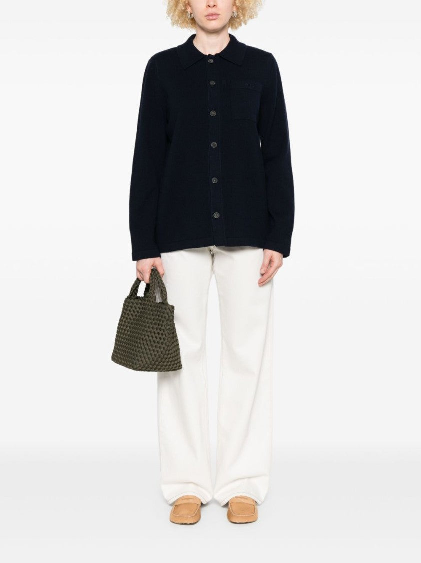 A.P.C. Midnight Blue Wool Shirt With Chest Pocket