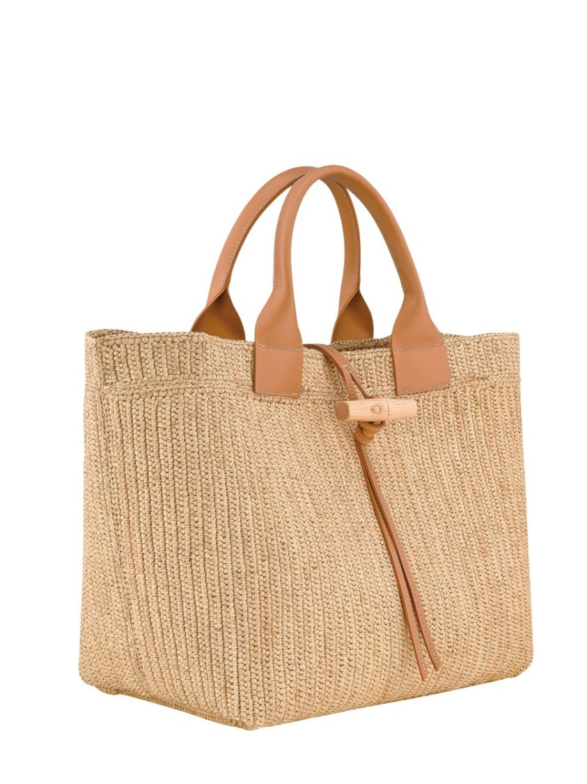 Longchamp Natural Le Roseau Woven Raffia Tote Bag