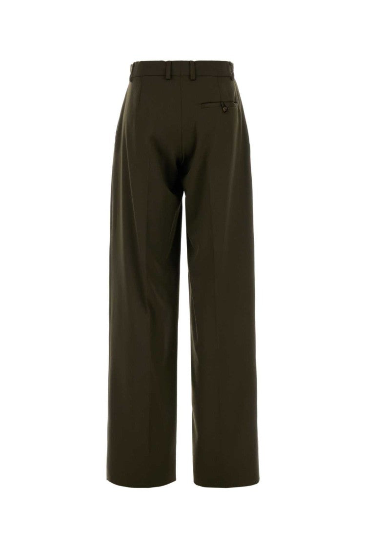 Stella Mccartney Bottle Green Wool Wide-Leg Pant