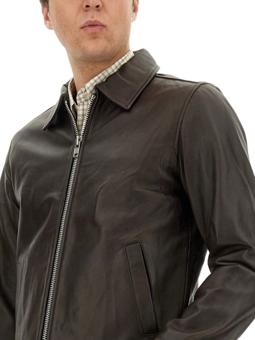 Sunflower Cropped Brown Leather Jacket