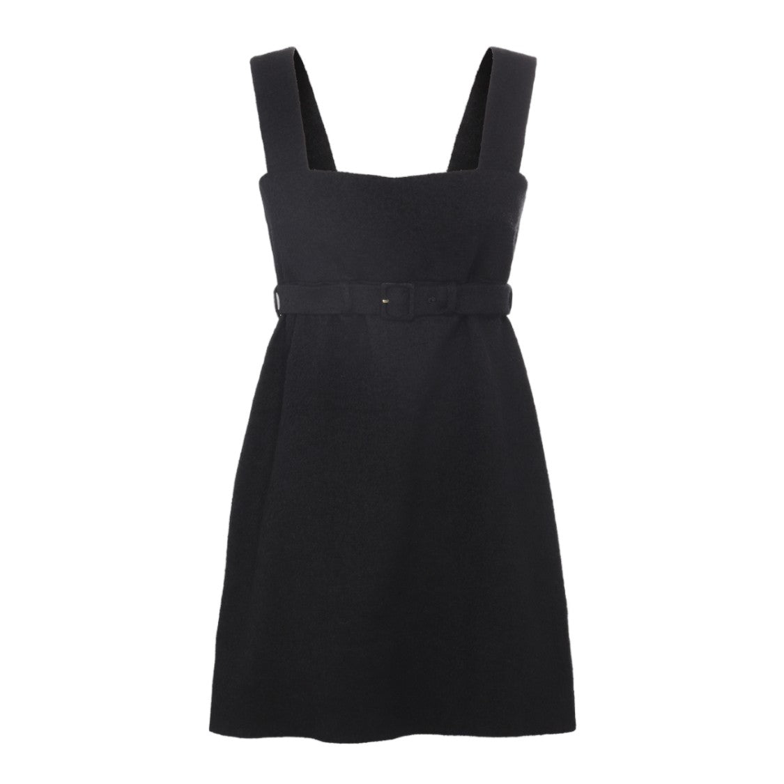 Patou Sleeveless Mini Dress With Belted Waist And Square Neckline
