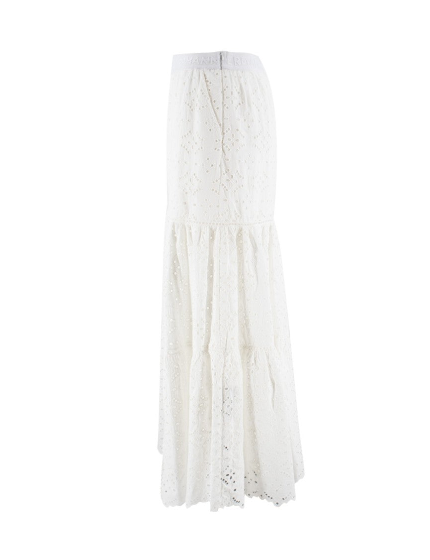 Ermanno Firenze Off White Skirt With Cut-Out Details